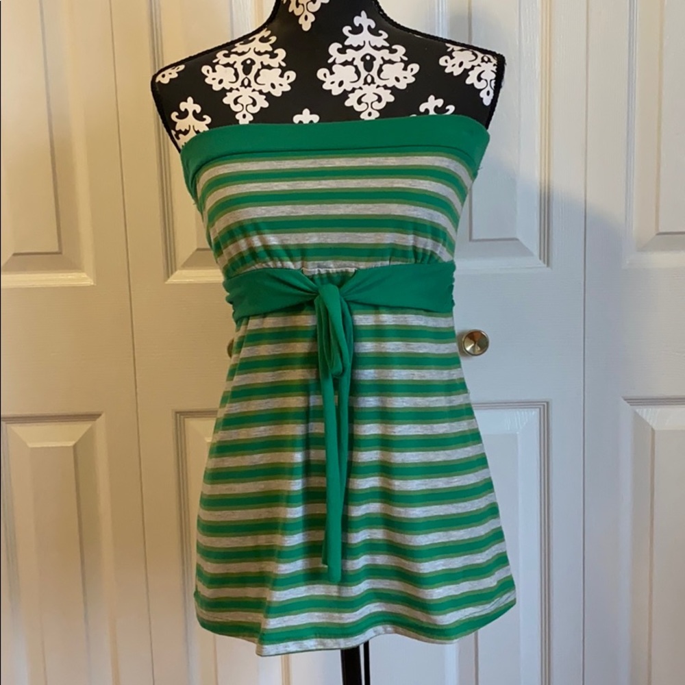 Self Esteem Strapless Baby Doll Striped Top